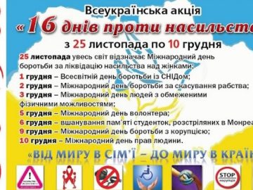 В УКРАЇНІ ТРИВАЄ АКЦІЯ "16 ДНІВ ПРОТИ НАСИЛЬСТВА"